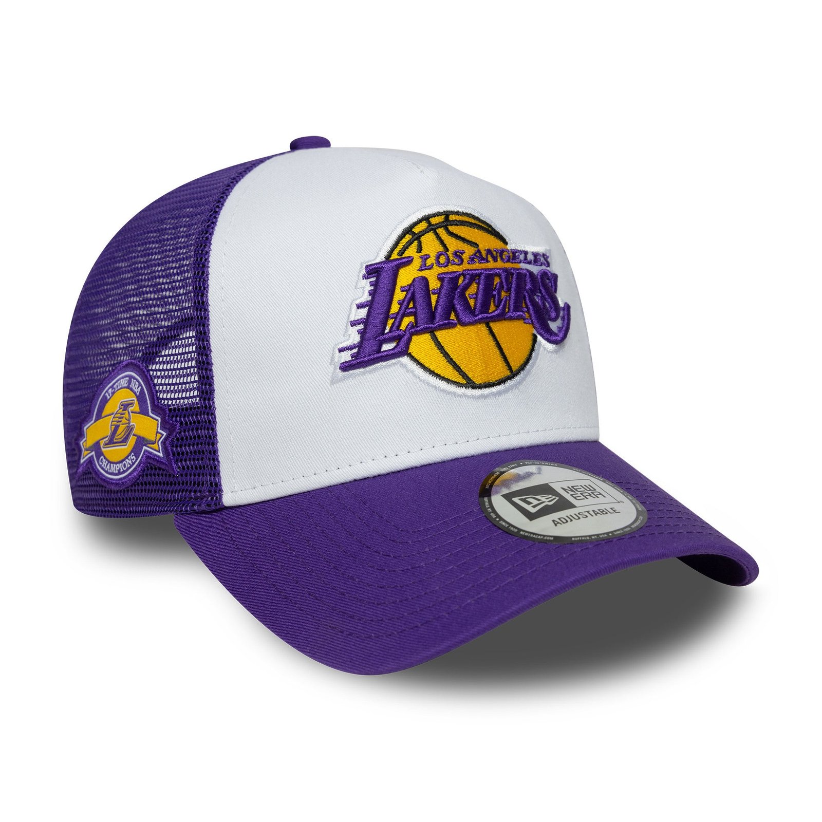 LOS ANGELES LAKERS NBA CAP WHITE PURPLE UV / NEW ERA 9FORTY TRUCKER